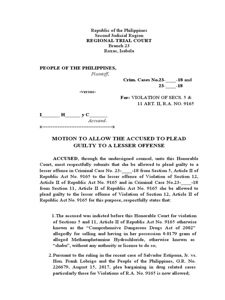 Plea Bargaining in 5-11 Drug Case | PDF | Plea | Plea Bargain