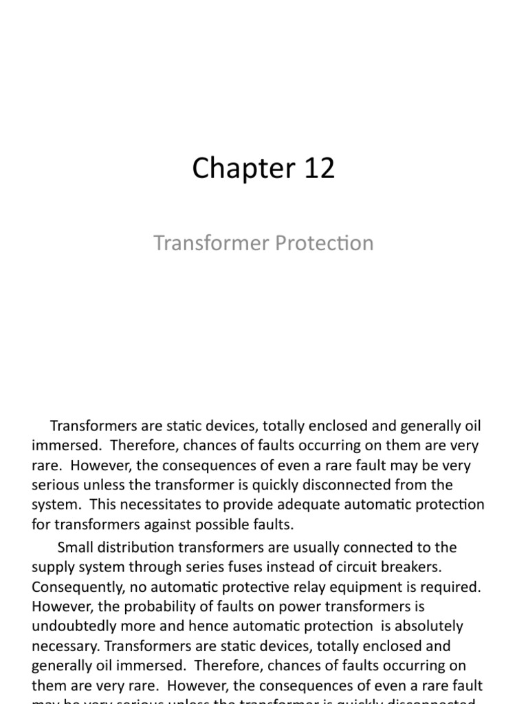 Chapter 12 Transformer Protection Pdf Transformer Relay