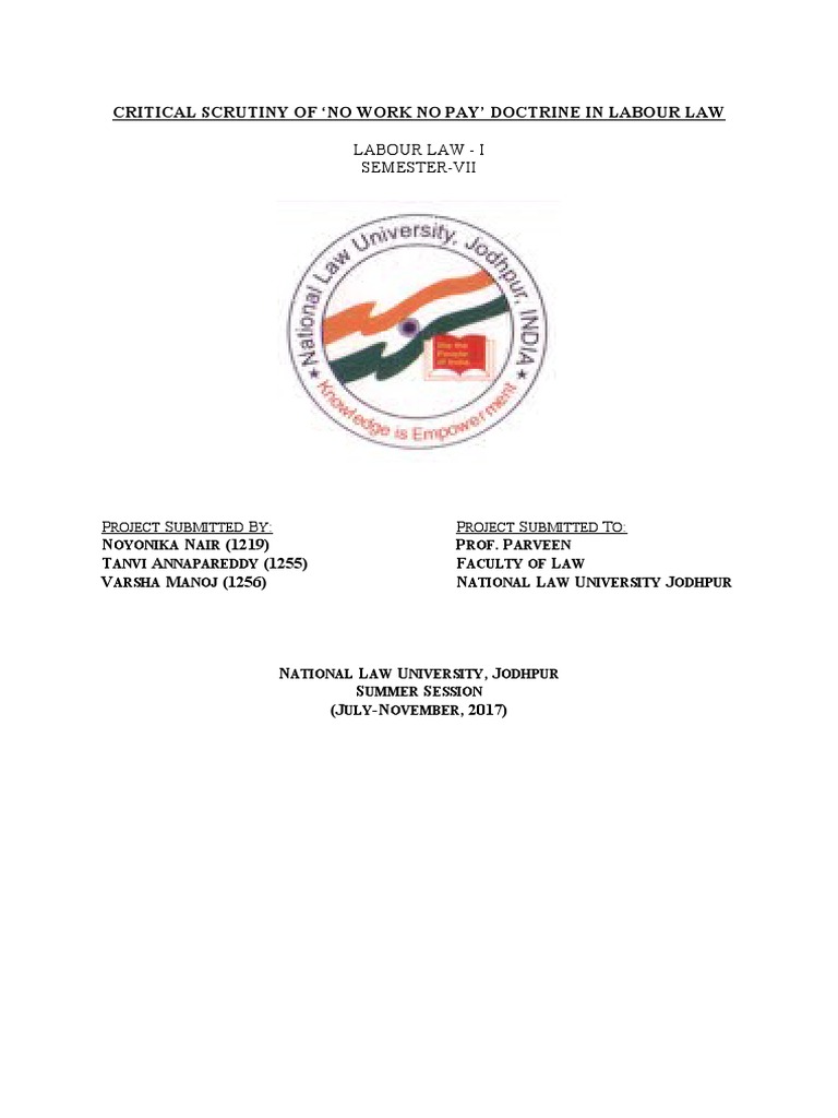 Examining 'No Work No Pay' in Labour Law | PDF | Strike Action ...