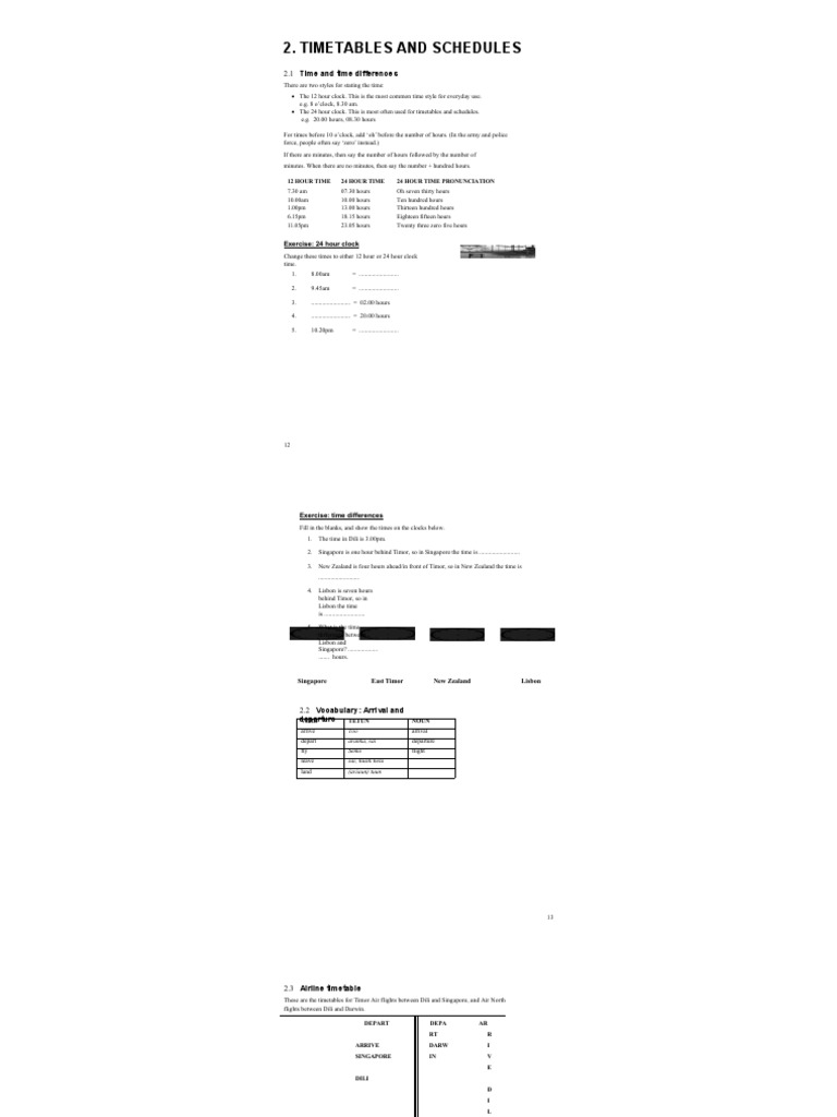 Timetable and Schedule Pronunciation Guide | PDF | Workweek And Weekend ...