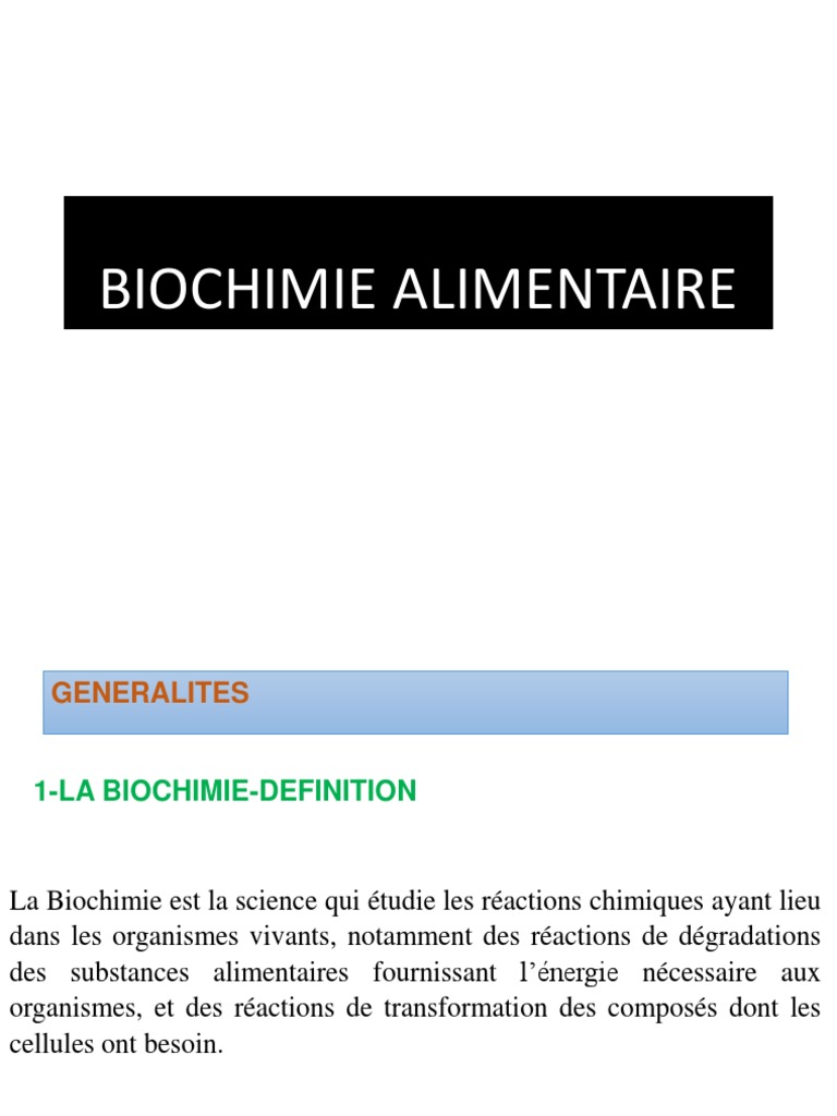 D finition Et Importance De La Biochimie Alimentaire PDF Nutriments 