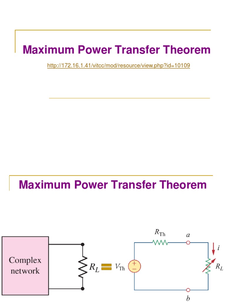 Maximum Power Transfer Theorem Guide | PDF