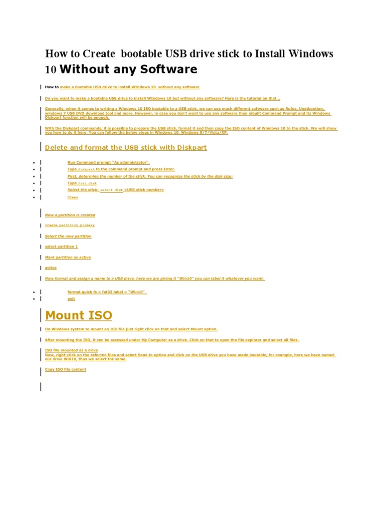 Easily Create Windows Bootable Usb Stick Via Diskpart – YDCYV