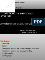 Contrastive Hypothisis Analysis: Supervision:Mrs Khadem Gouabi