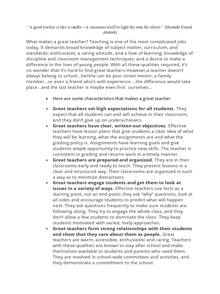 A Good Teacher Is Like A Candle PDF Classroom Teachers