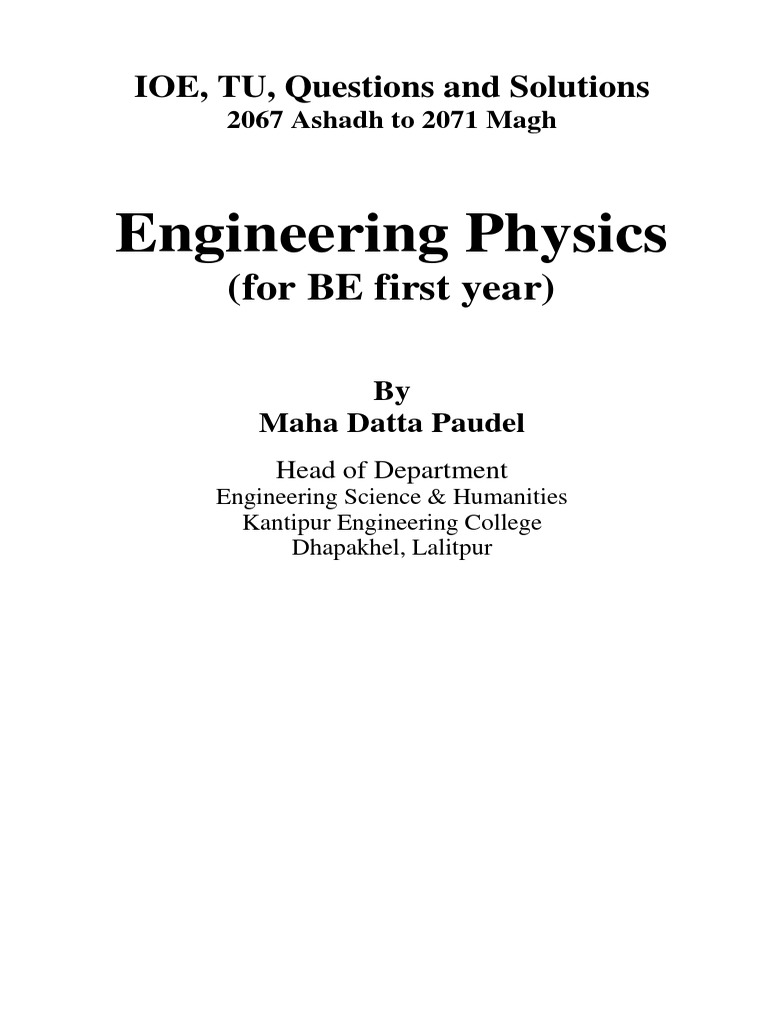 Engineering Physics Solutions for BE | PDF | Inductor | Refractive Index