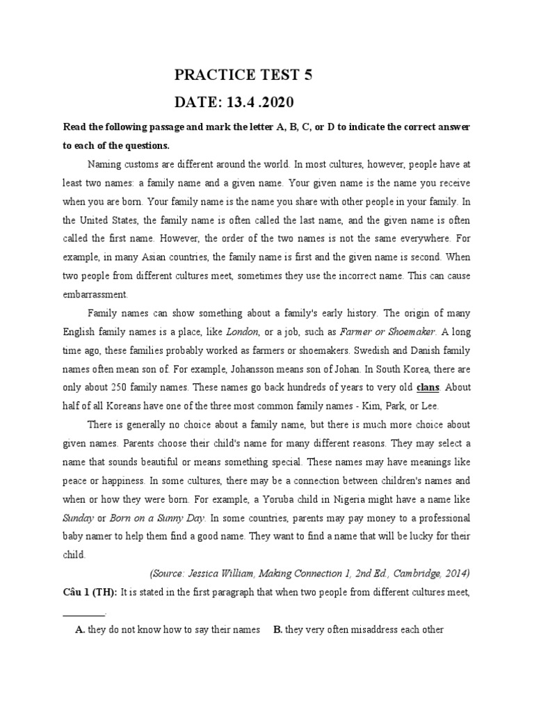 Practice Test 5 - Date 13.4.2020 | PDF | Facebook | Business