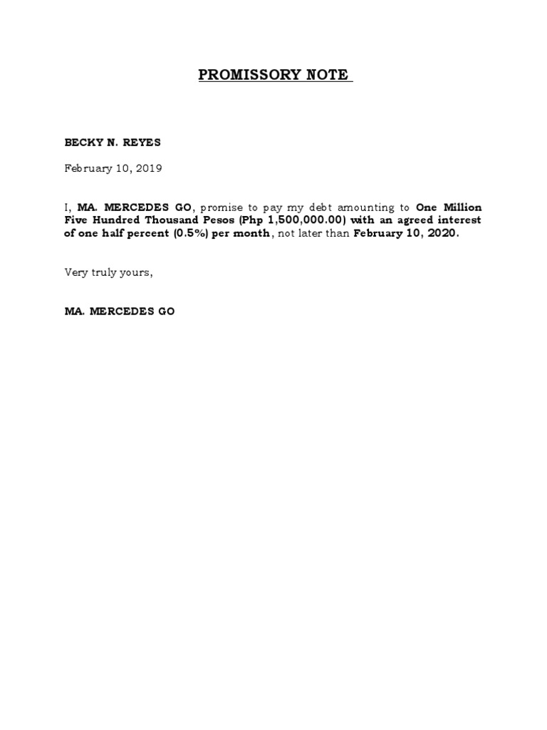 Tuition Fee Promissory Note Sample | PDF | Business | Finance & Money ...