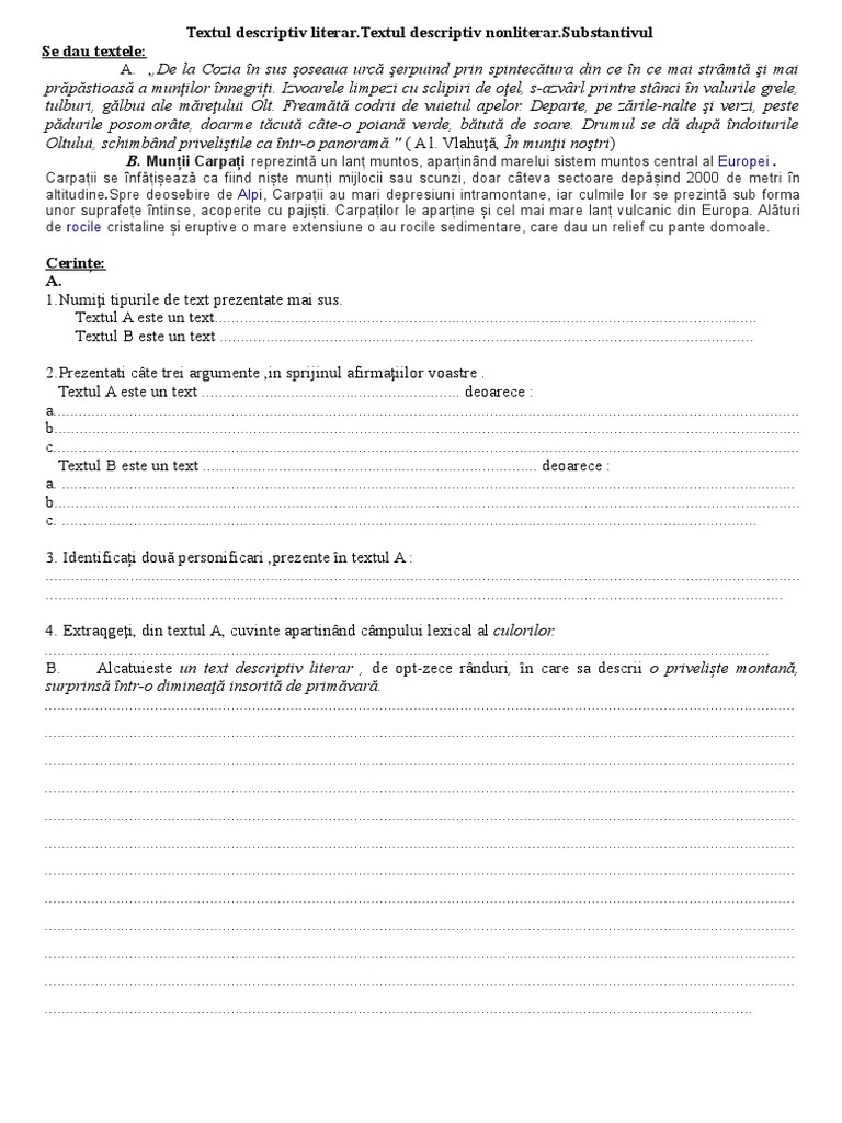 Text Descriptiv Literar Nonliterar | PDF