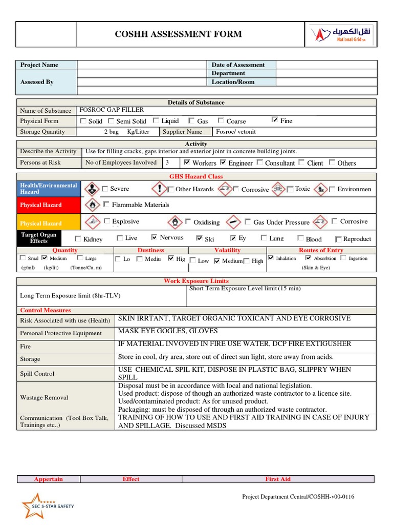 FM HSE COSHH Assessment 2 PDF | PDF | Toxicity | Personal Protective ...