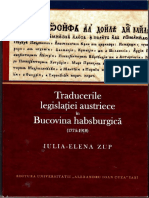 Iulia Elena Zup, Traducerile Legislatiei Austriece. Übersetzungen Der Österreichischen Gesetze. Bukowina