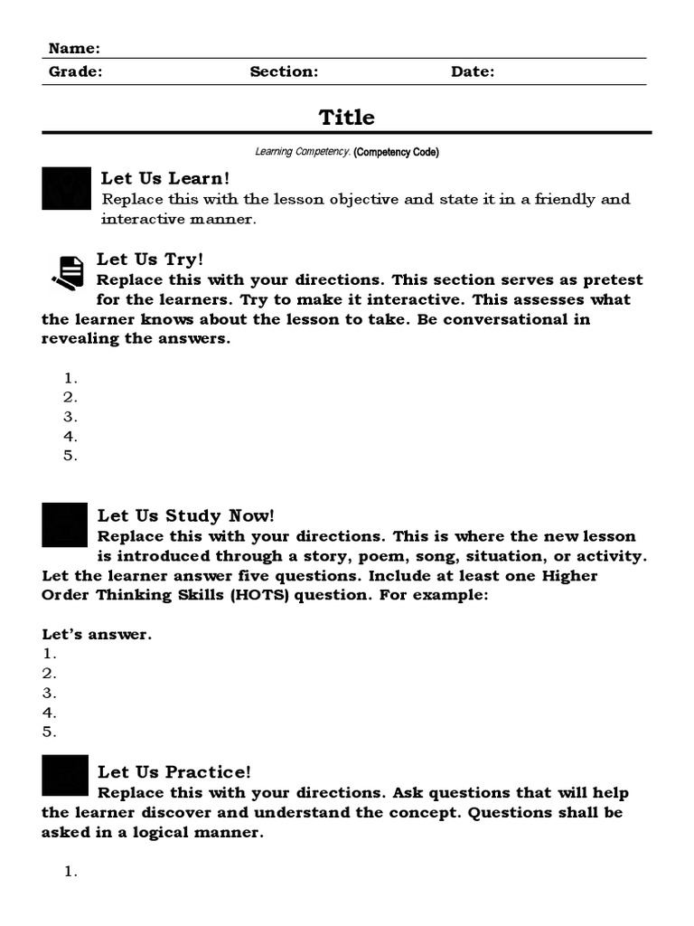 Activity Sheet Template Eng 4 | PDF | Career & Growth