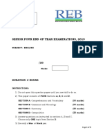 English: Senior Four End of Year Examinations, 2019