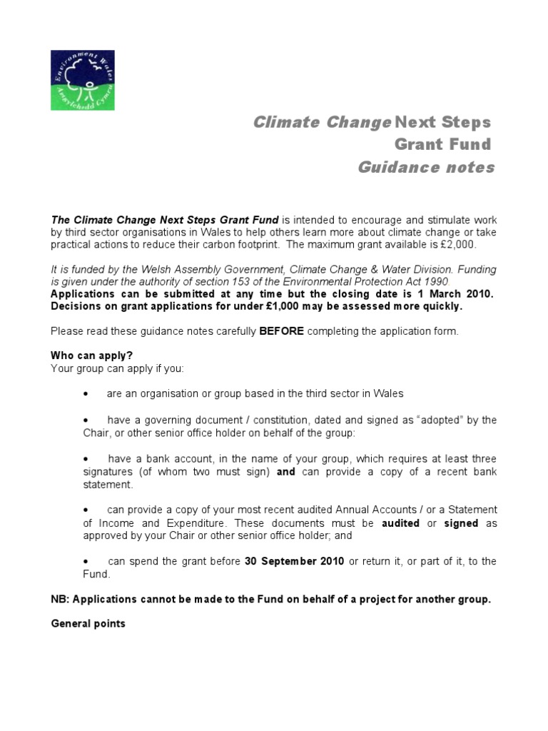 Climate Change Grant Fund Guidance | PDF | Wales | Information Privacy