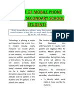 Impact of Mobile Phone Among Secondary School Students