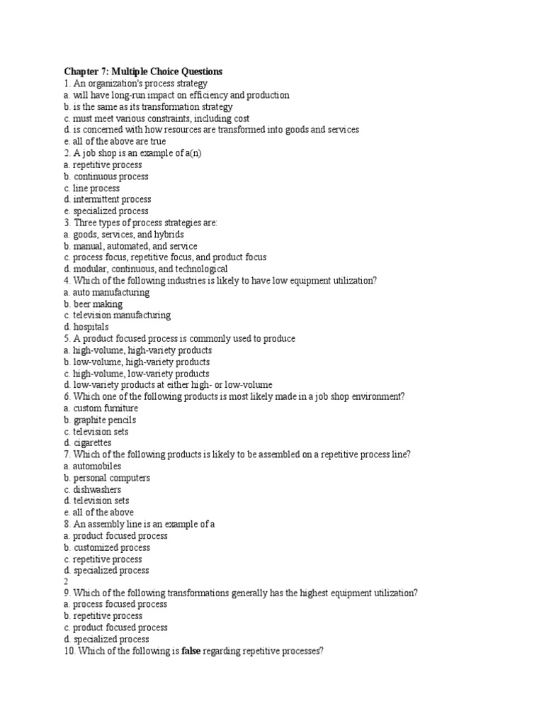 Chapter 7: Multiple Choice Questions | PDF