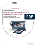 Technical Update: Cambridge International AS & A Level Information Technology 9626