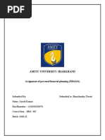 Amity University Jharkhand: Assignment of Personal Financial Planning (FIBA311)