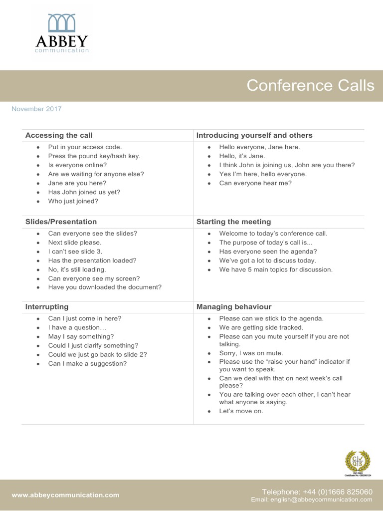 Effective Conference Call Guidelines | PDF