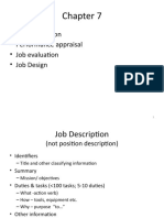Job Description - Performance Appraisal - Job Evaluation - Job Design