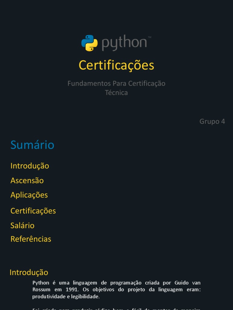 Certificações em Python 3 | PDF | Python (linguagem de programação ...
