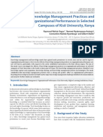 Knowledge Management Practices and Organizational Performance in Selected Campuses of Kisii University, Kenya