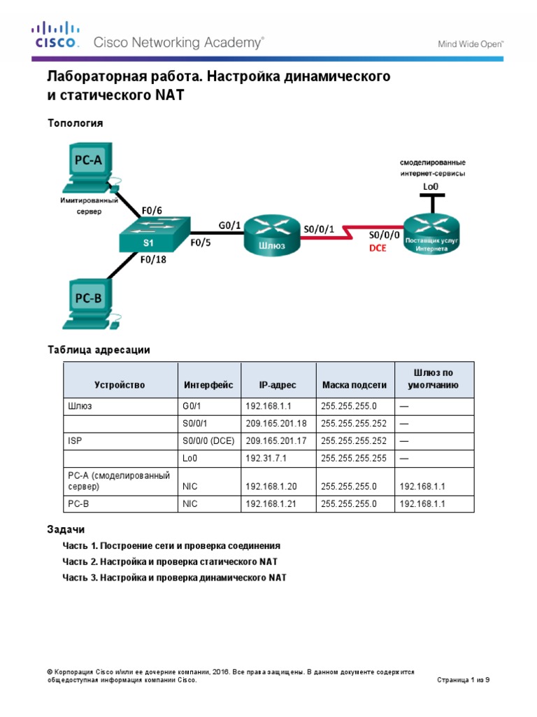 9 2 2 6 Lab - Configuring Dynamic and Static NAT 1581356747 | PDF