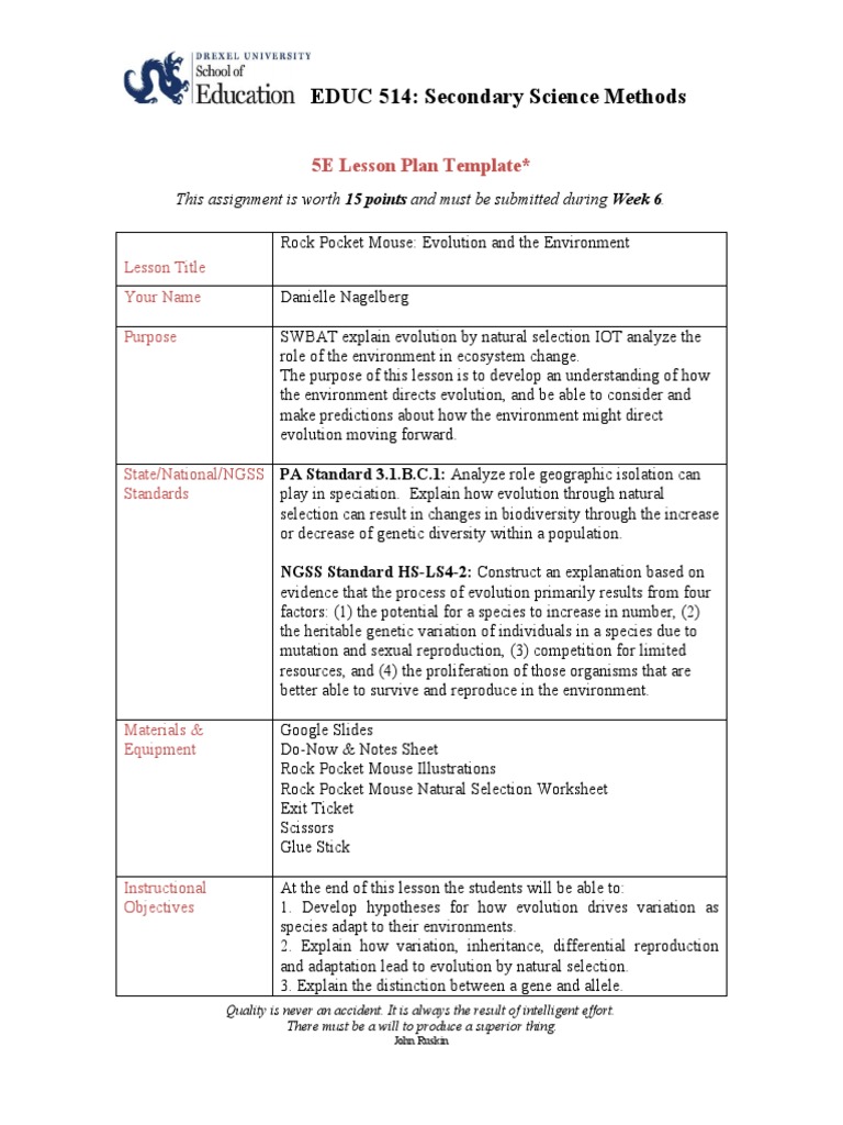 Evolution Lesson Plan: Rock Pocket Mouse | PDF | Genetic Diversity ...
