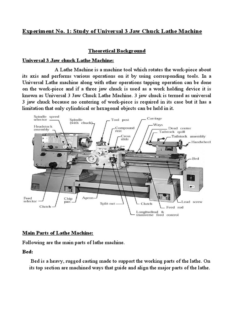 EXP1 (Study of Lathe) | PDF | Machining | Crafts