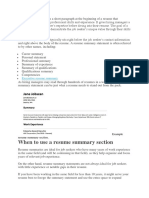 When To Use A Resume Summary Section
