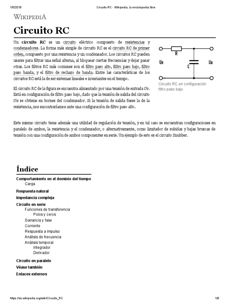 Circuito RC - Wikipedia, La Enciclopedia Libre | PDF | Condensador ...