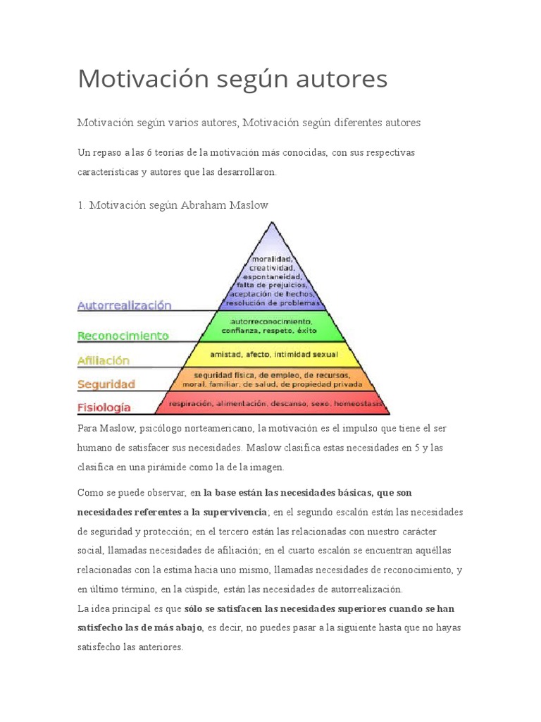 Teorías de la Motivación según Autores | PDF | Motivación | Motivacional