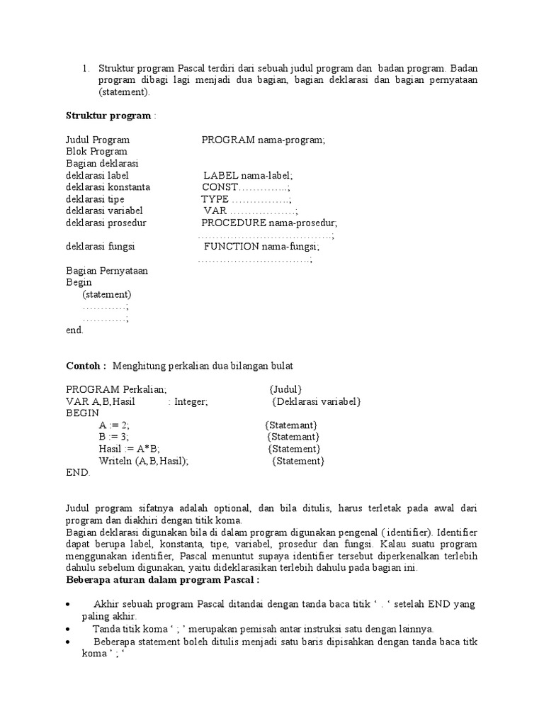Struktur Program Pascal | PDF | Komputer