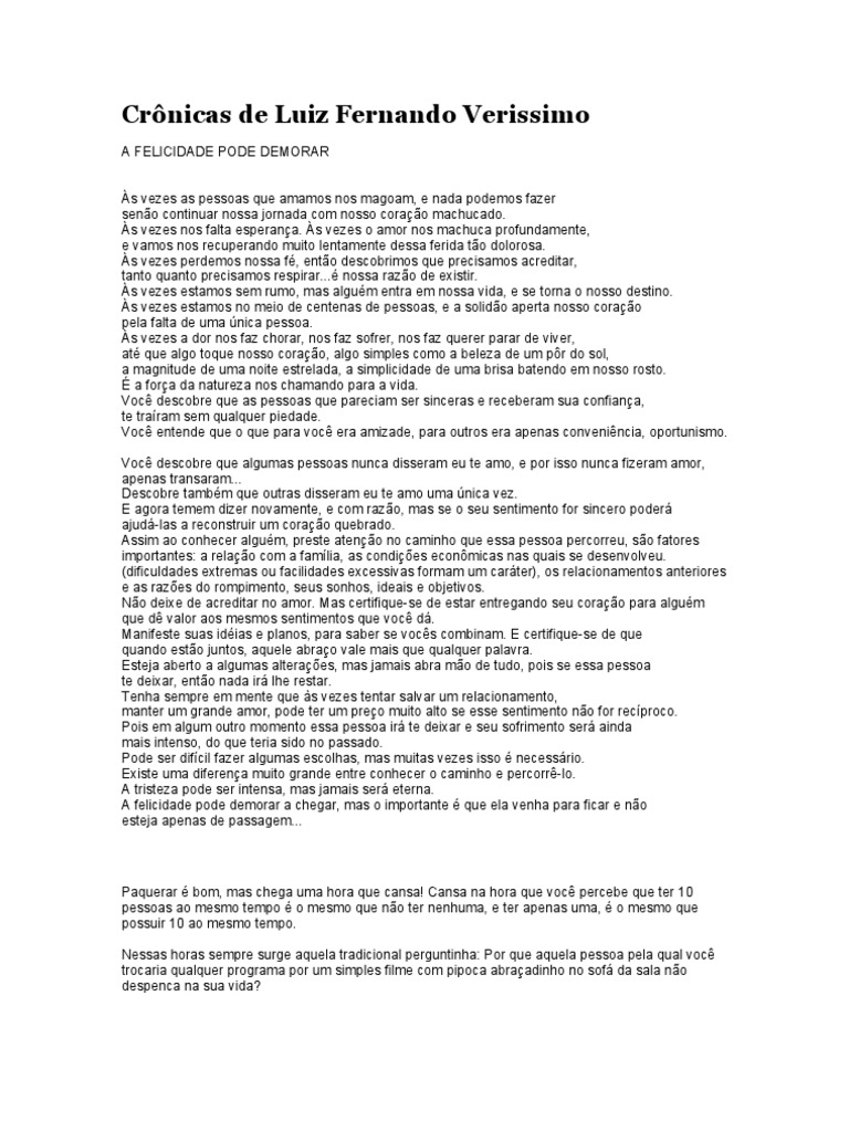 Crônicas de Luiz Fernando Verissimo Humano Amor