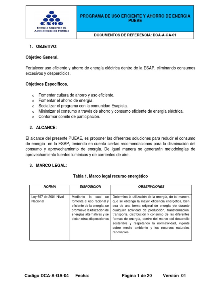Programa de Uso Eficiente y Ahorro de Energía | PDF | Uso eficiente de ...