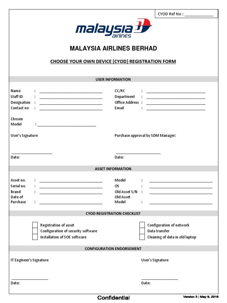 CYOD REGISTRATION FORM Version 3 PDF | PDF