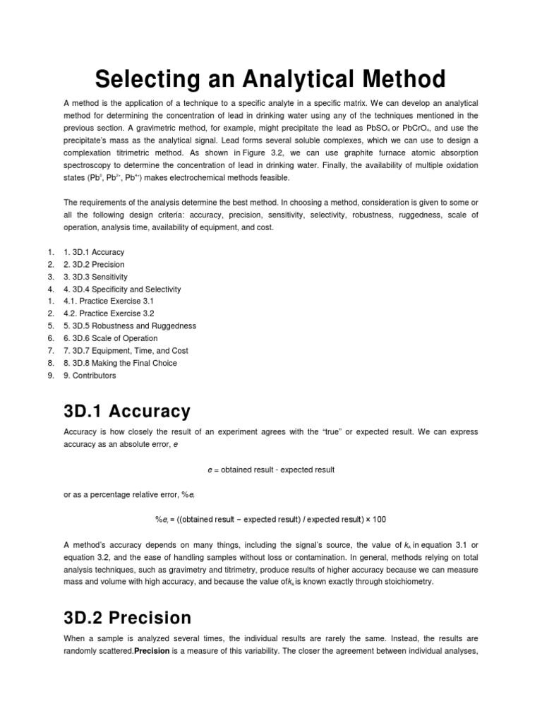 Criteria for Selecting Analytical Methods | PDF | Accuracy And ...