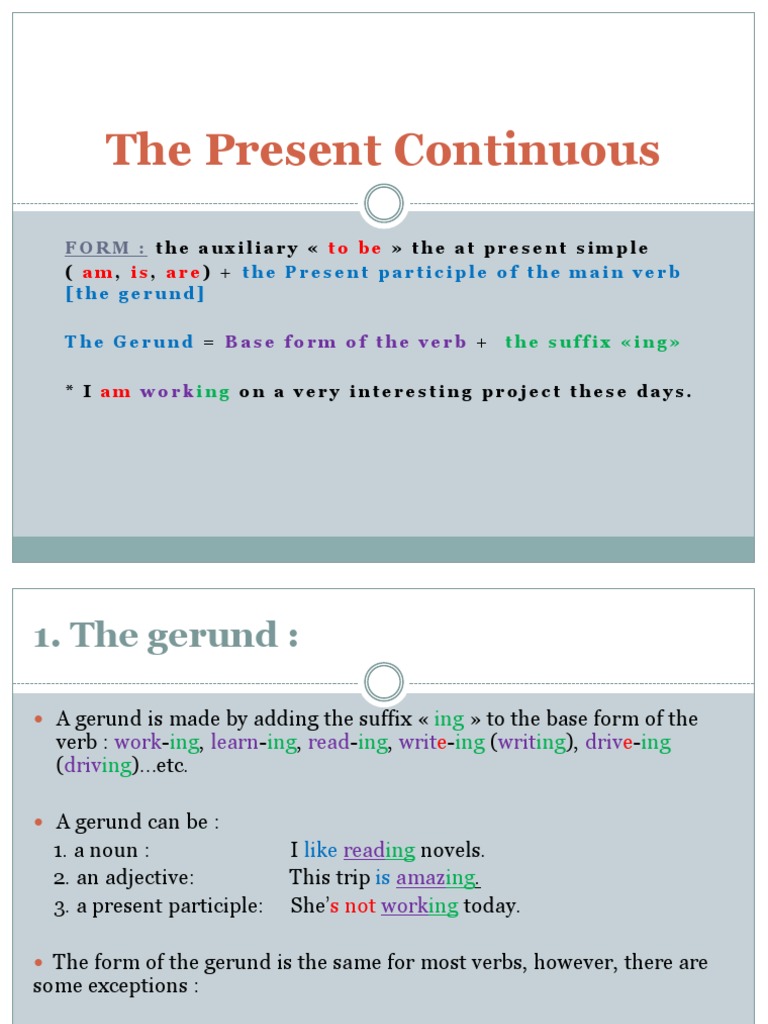 Understanding Present Continuous and Gerunds | PDF | Verb | Syllable