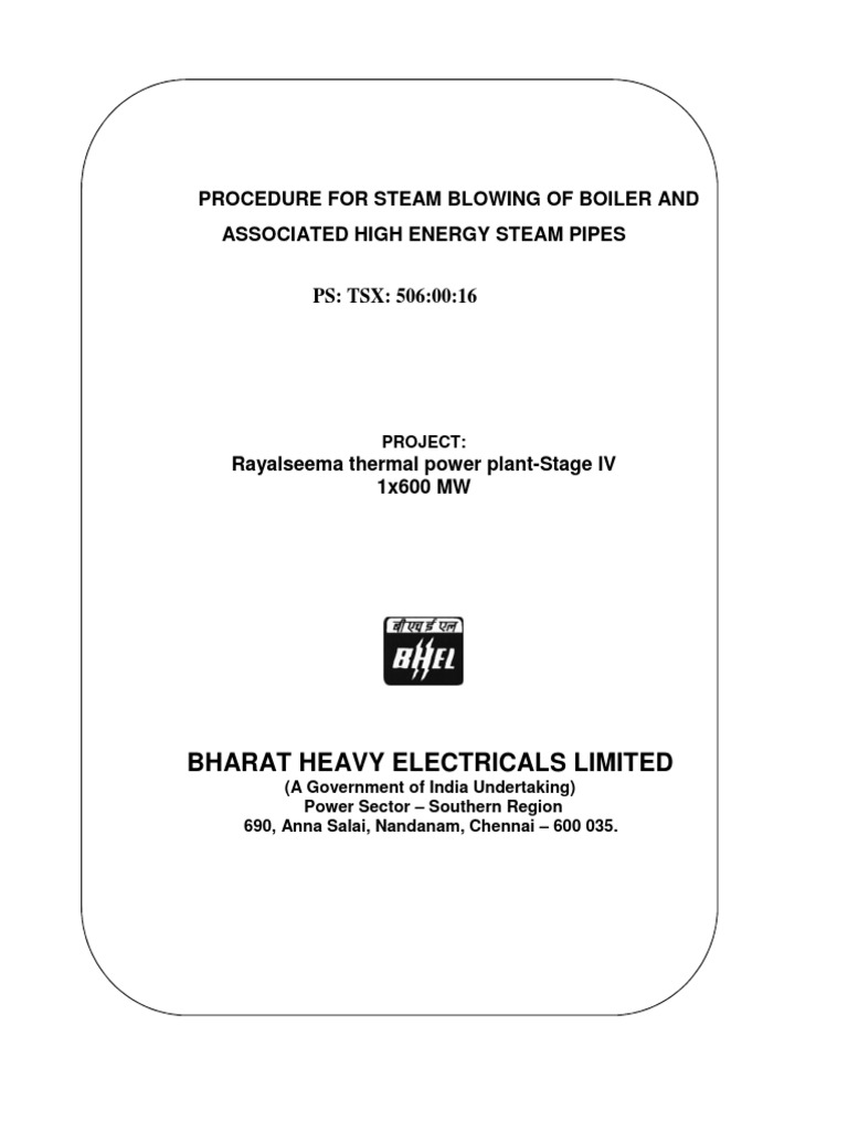 Steam Blowing Procedure 25072016 | PDF | Boiler | Steam