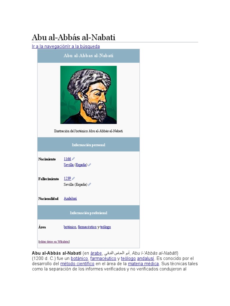 Abu Al Abbás Al Nabati PDF Science Ciencia y Tecnología