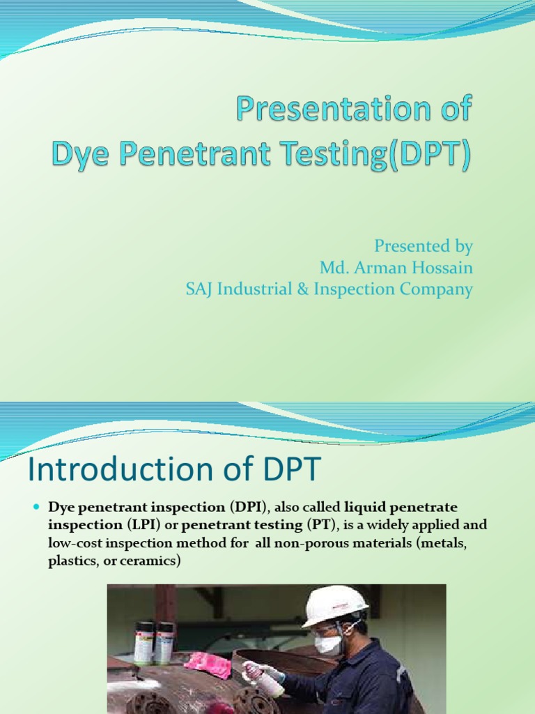 Overview of Dye Penetrant Testing (DPT) | PDF | Materials | Chemistry