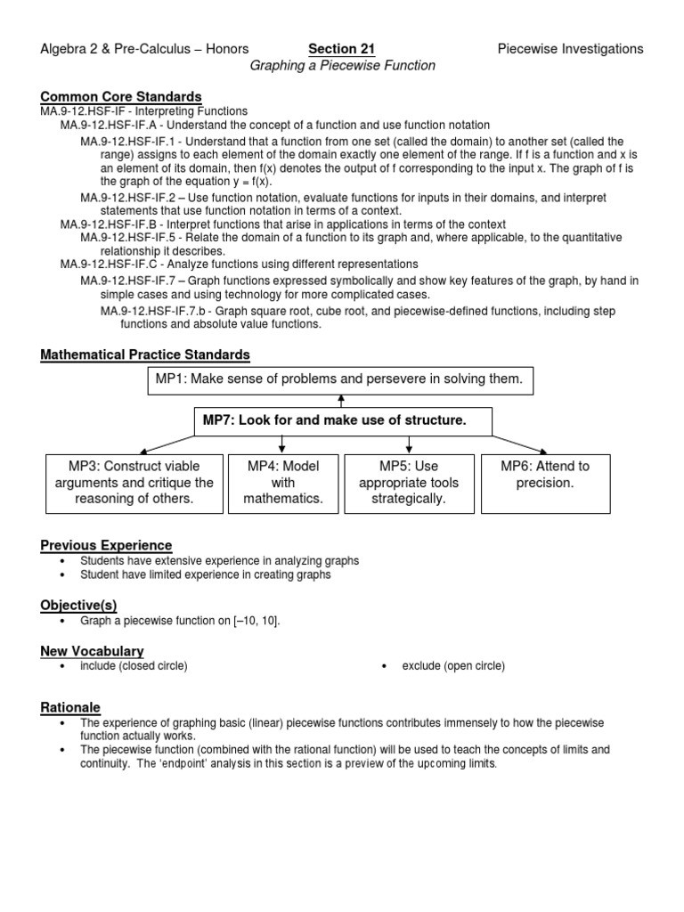 Graphing Piecewise Functions Guide | PDF | Function (Mathematics ...