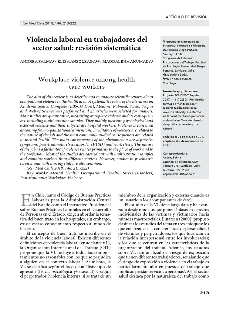 Workplace Violence in Healthcare Workers | PDF | Occupational Stress ...
