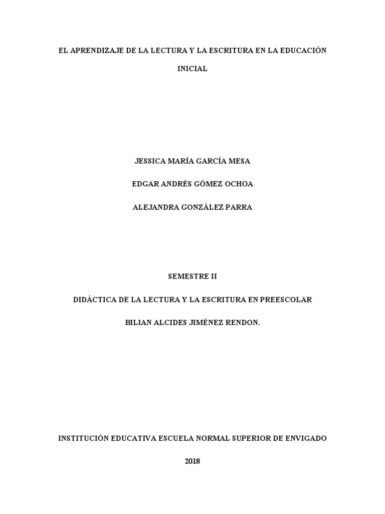 Aprendizaje de Lectura y Escritura Inicial | PDF | Escritura | Aprendizaje