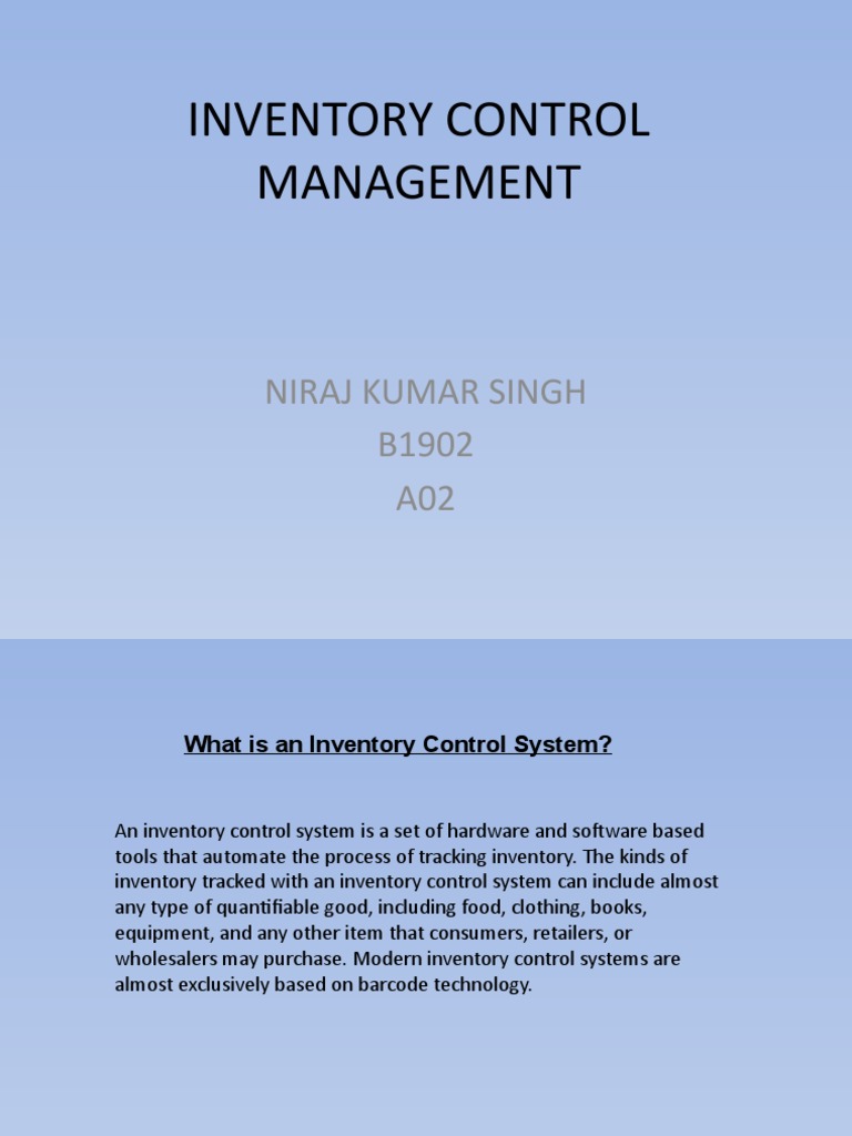 Inventory Control Management | PDF | Finance & Money Management | Computers