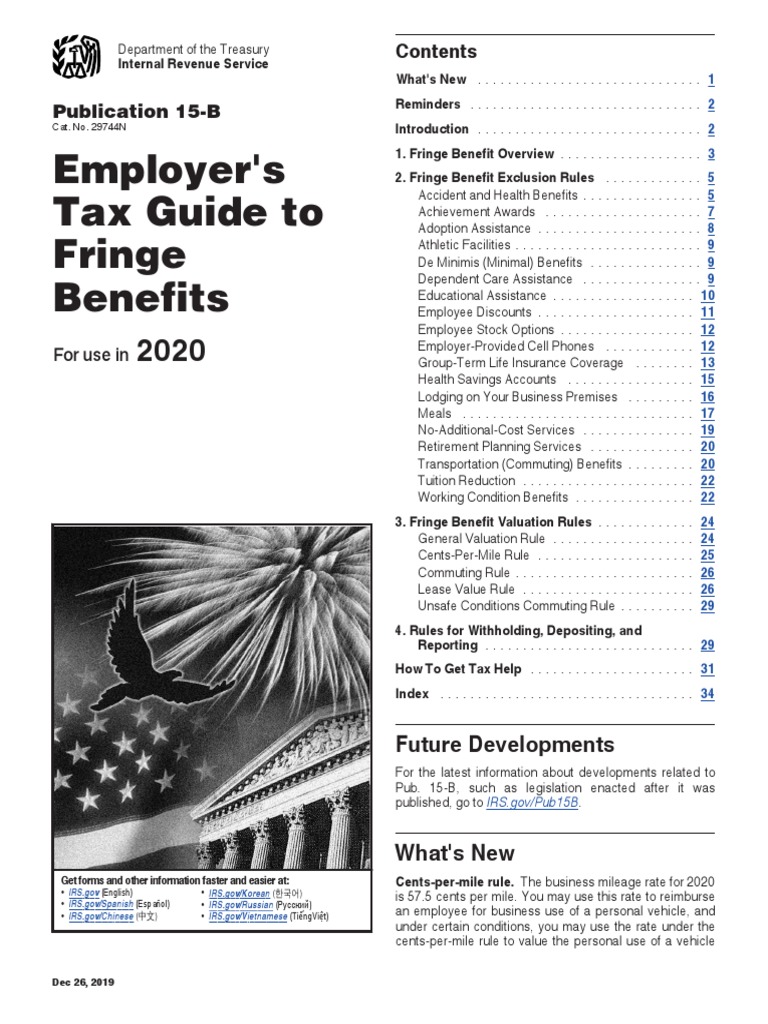 Employer's Tax Guide To Fringe Benefits Future Developments PDF