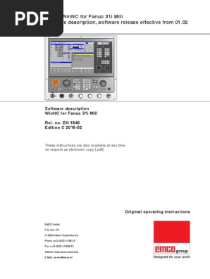 EMCO WinNC For Fanuc31i Mill EN 1846 C 02 PDF | PDF | Cartesian
