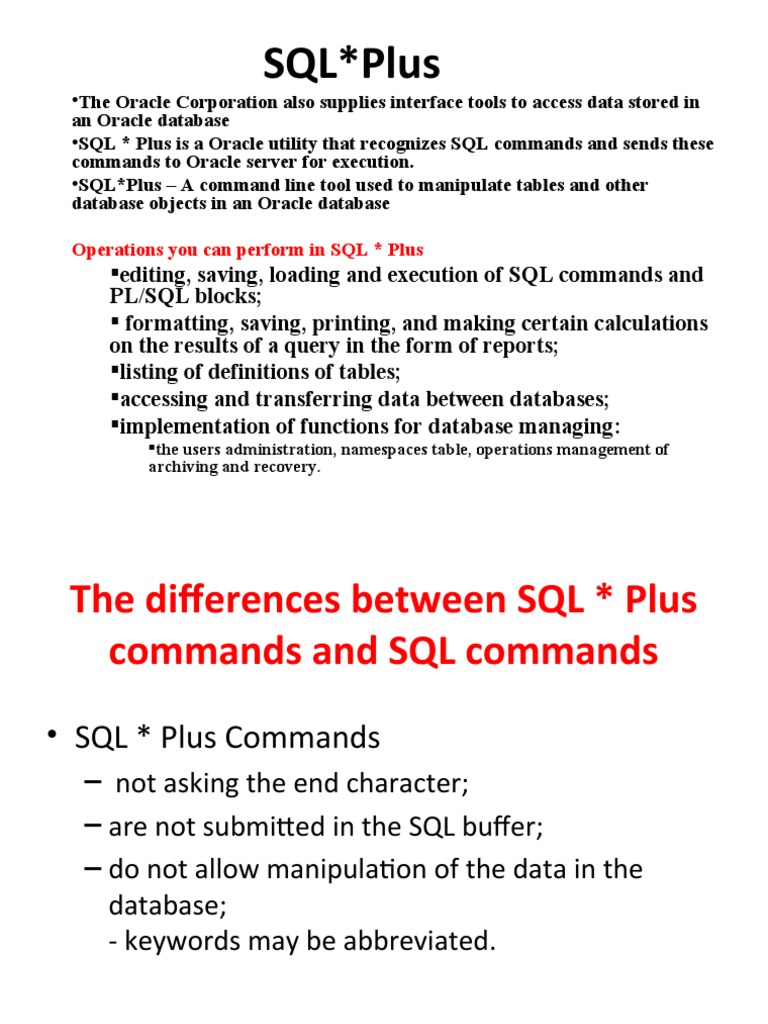 Understanding SQL*Plus Commands | PDF | Sql | Databases