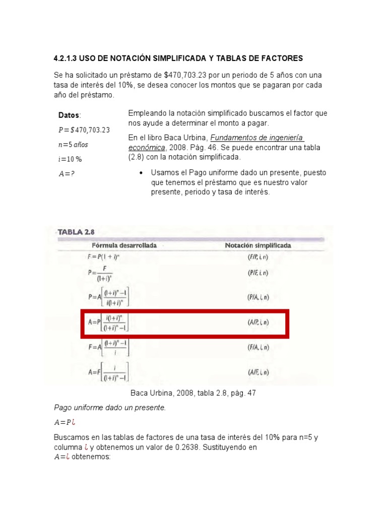 Aplicacion Notacion Simplificada y Tablas de Factores | PDF