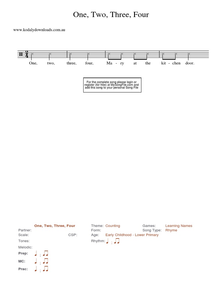 One Two Three Four Ma Ry At The Kit Chen Door scribd